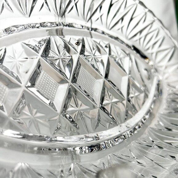 Crystal Creamer Set | Cut Crystal in 1970s Retro Design | Creamer, Sugar Bowl, T - Picture 3 of 10